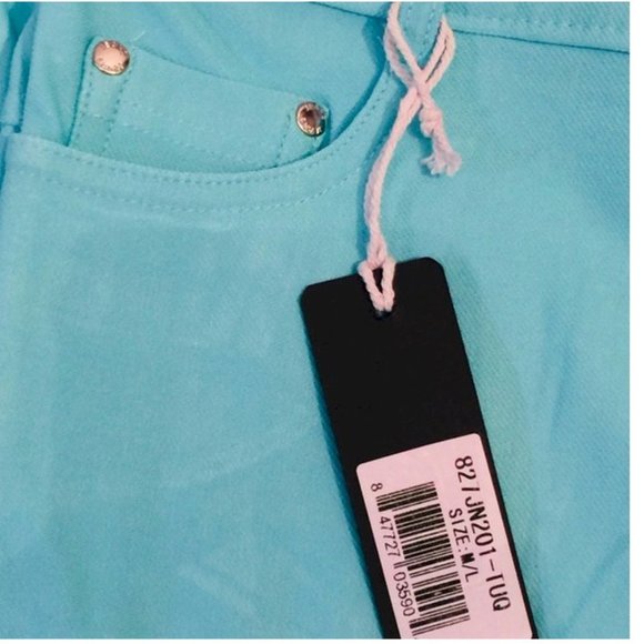 Turquoise Mint Green Stretch Jeggings Leggings NWT - Picture 3 of 5